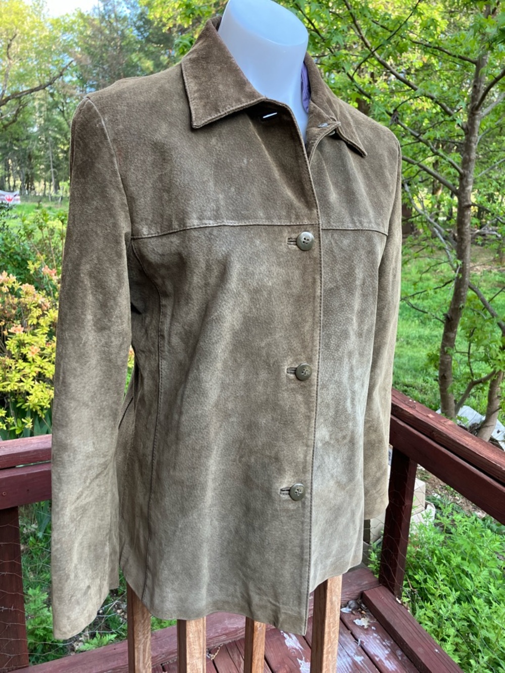 Vintage suede leather rustic jacket, size 8 from Clio - Picture 3 of 16